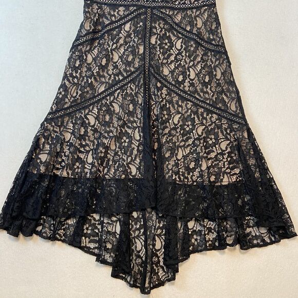 Taylor Black Lace Midi Dress Women's L (12-14) Flutter Sleeves Witchy Fairy Goth - Picture 5 of 11